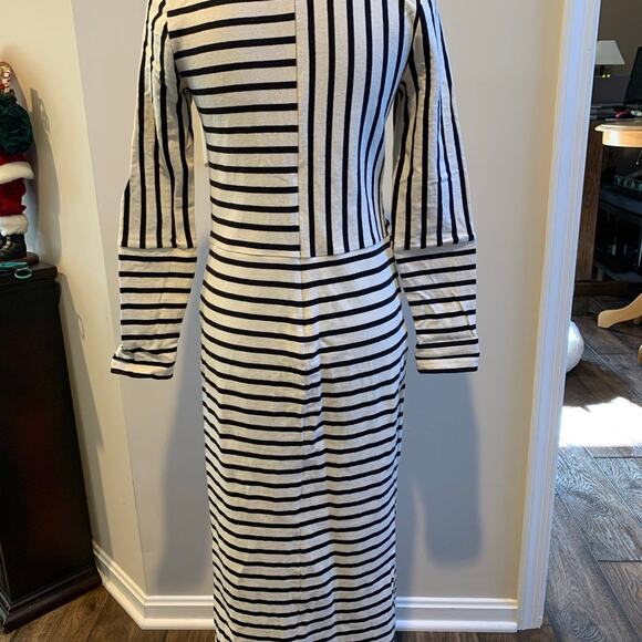 Tory Burch Harlie Striped Pattern Jersey Maxi Dress 100% Cotton Preppy Career Sm - Picture 2 of 7